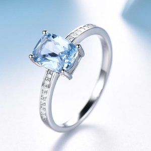 OVAL CUSHION 6 X 8 SKY BLUE CUBIC ZIRCONIA RING